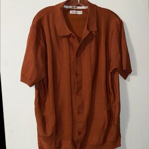 Men's XL  Spring + Mercer textured camp shirt; rust colored, NWOT